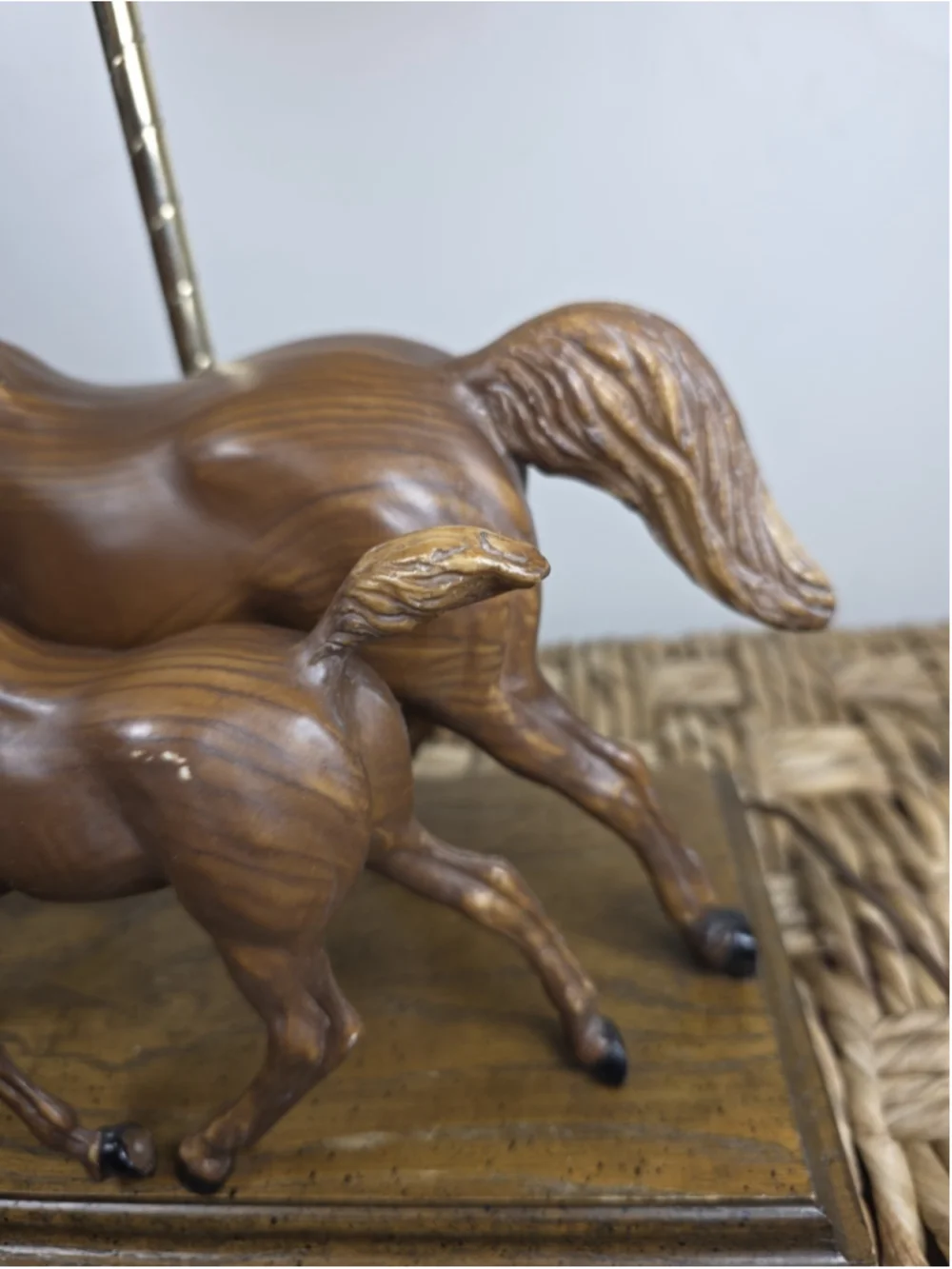 VTG Breyer Ranch Craft Running Mare & Foal Woodgrain Lamp Dunning 1960s Horse